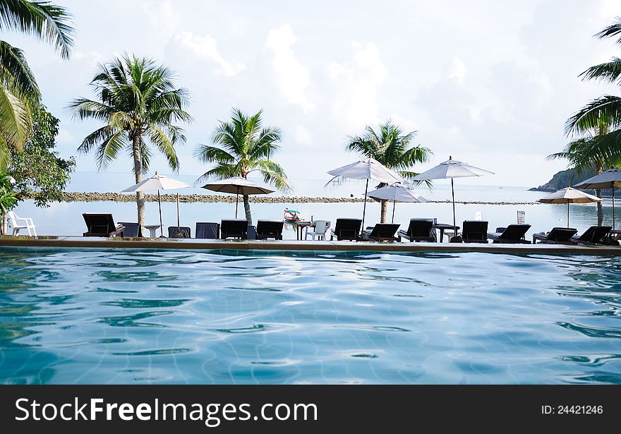 A beautiful swimming pool at the seaside. A beautiful swimming pool at the seaside