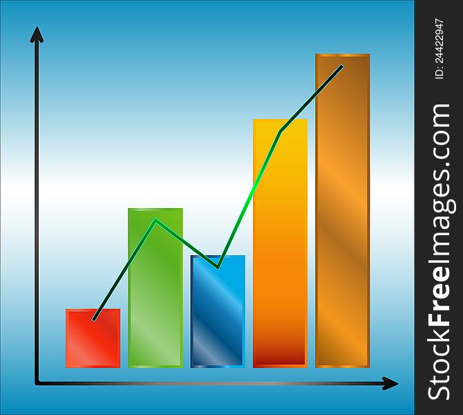 Multi-colored chart with lines on a bluish-white background