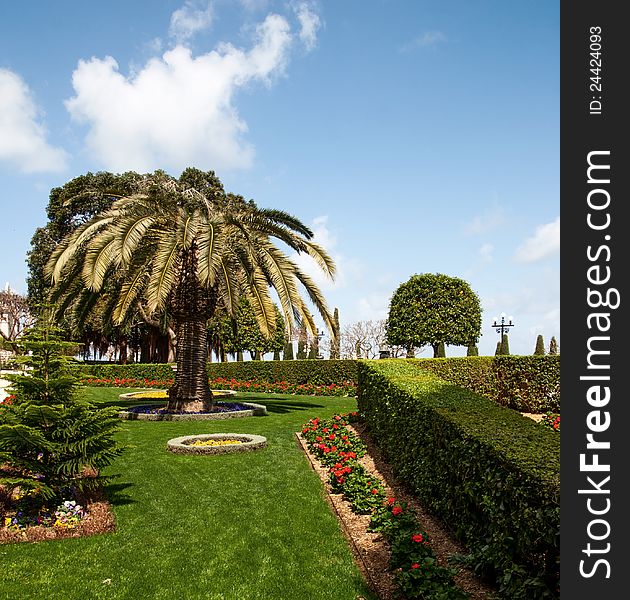 Fragment of famous Bahai gardens in Haifa, Israel