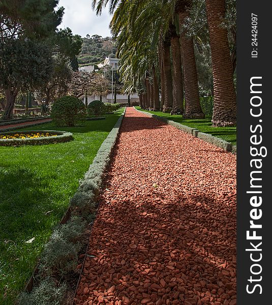 Fragment of famous Bahai gardens in Haifa, Israel