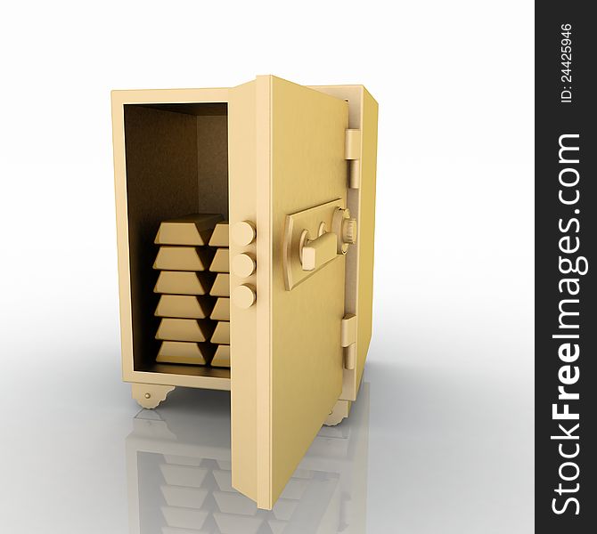 Gold Safe With Gold Bullions