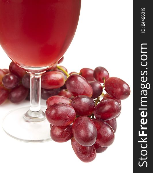 Glass of Red Grape Juice on a white background