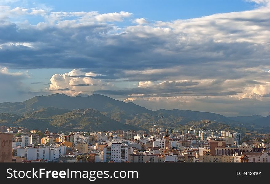 Views of Malaga city and mountains in the background