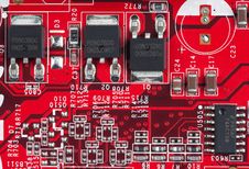 Red Electronic Circuit Board, Small Elements Stock Photography Red Electronic Circuit Board, Small Elements Stock Photography