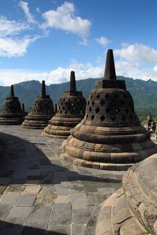 A Group Of Stupa On Borobudur Temple Stock Photo A Group Of Stupa On Borobudur Temple Stock Photo