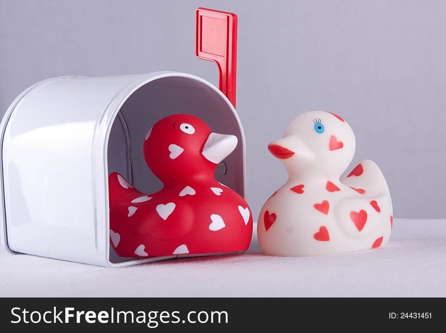 A love rubber duckies in a mailbox