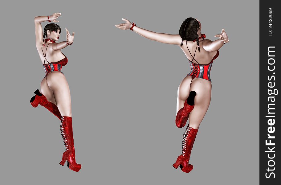 Digital girl is dancing with red hot outfit. Digital girl is dancing with red hot outfit