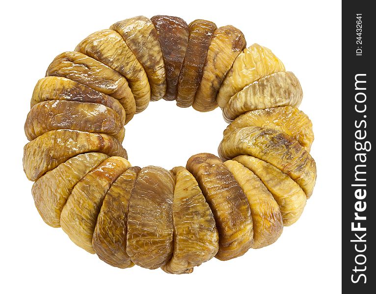 Dried figs piled up isolated on white with clipping path.