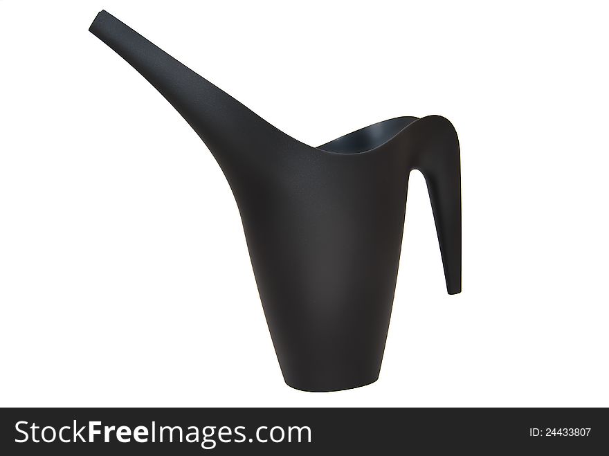 Black watering can on white background. Black watering can on white background