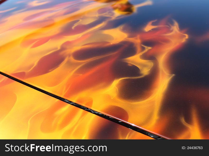 Flame on Hood of car