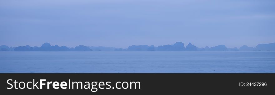 Panorama of Island and Sea in Halong Bay, Vietnam