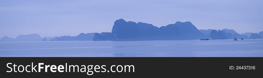 Panorama of Island and Sea in Halong Bay, Vietnam
