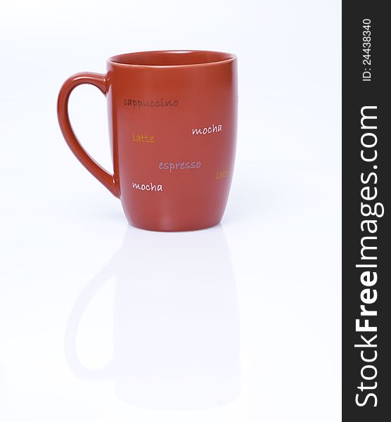 Isolated red coffee mug with reflection