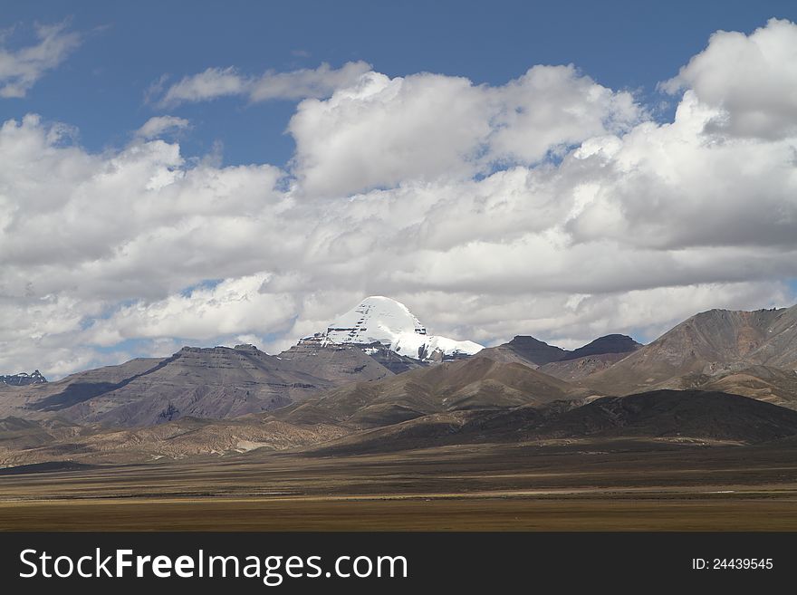 Foothills of the Tibetan landscape with river and mountains. Foothills of the Tibetan landscape with river and mountains