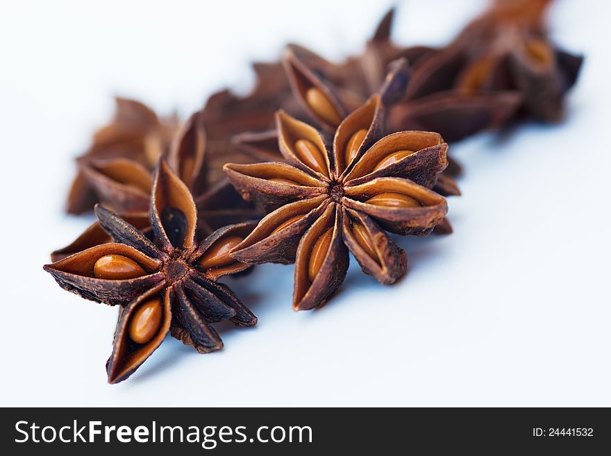 Closeup picture of dried star anise