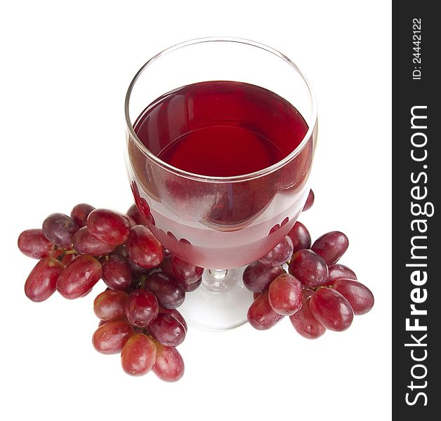 Glass of Red Grape Juice on a white background