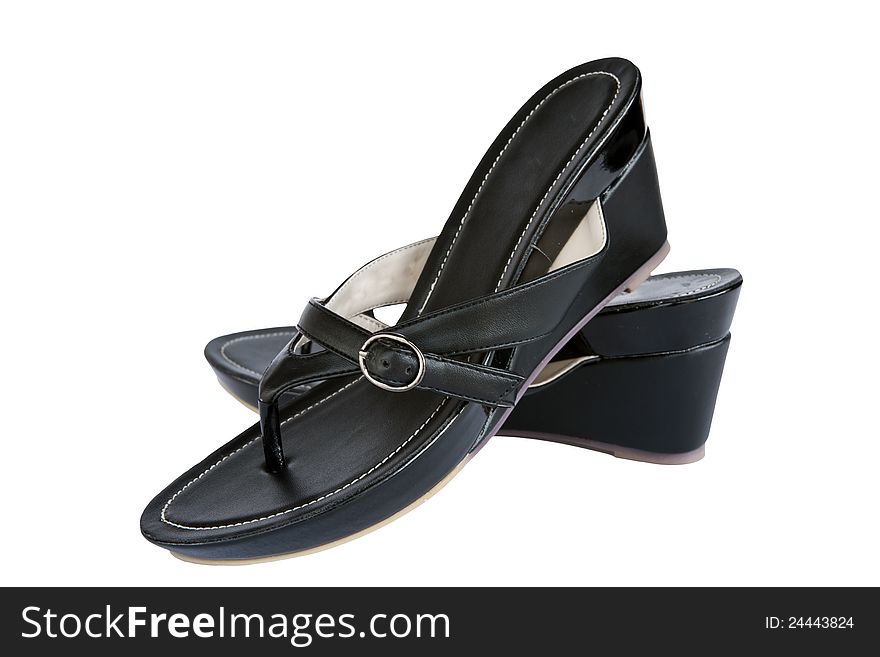 Pair of black high heel female shoes