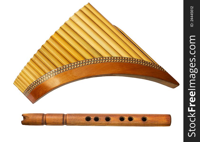 Two Traditional Wooden Flutes