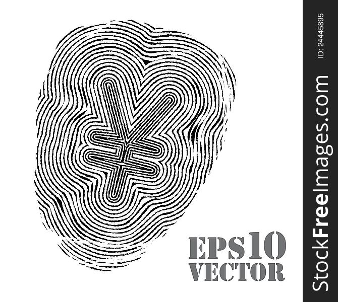Fingerprint With Yen Sign.