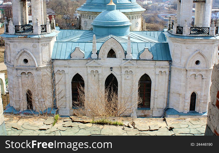 Wall Of The Church Built In Russian Gothic Style