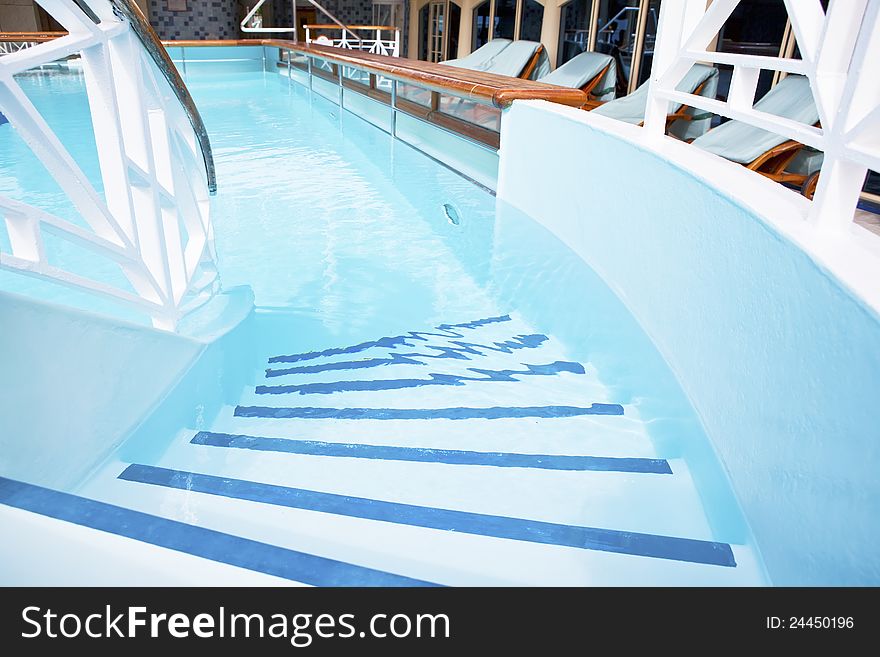 Stairs to the pool on deck of a cruise ship. See my other shots from cruise ship. Stairs to the pool on deck of a cruise ship. See my other shots from cruise ship.