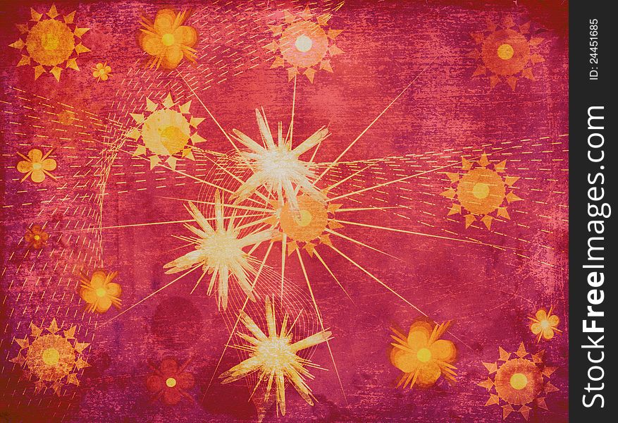 Illustration of beautiful flowers in grunge background. Illustration of beautiful flowers in grunge background