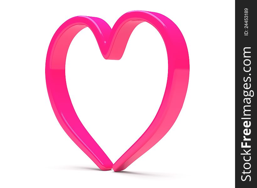 Pink abstract heart on white background