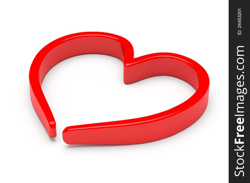 Red abstract heart on white background