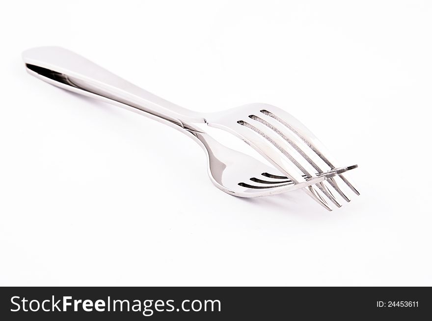 Pair of fork  on the white. Pair of fork  on the white