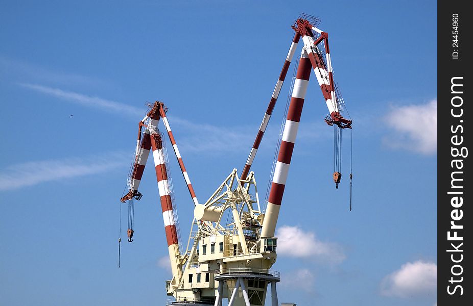 Detail of crane in a port. Detail of crane in a port