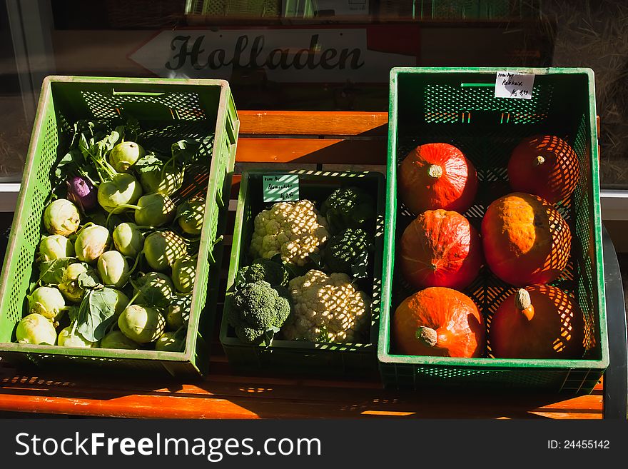 Display in front of a vegetable shop