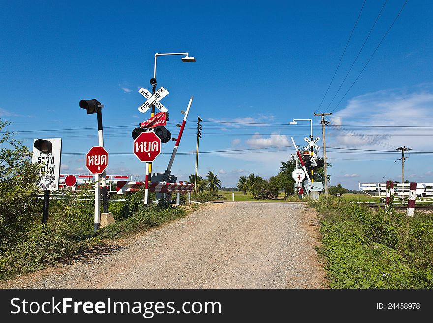 Rail Crossing In Thailand