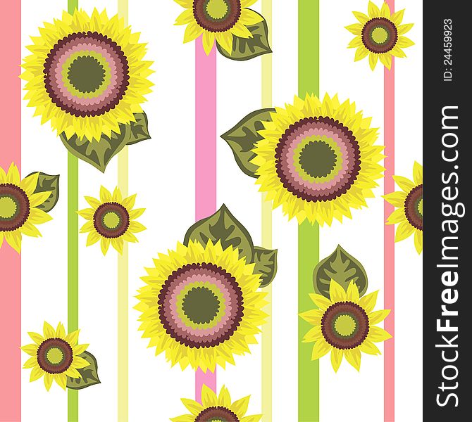 Seamless vector shiny background with sunflowers. Seamless vector shiny background with sunflowers