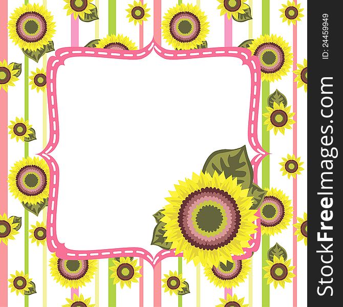 Vector shiny background with sunflowers and place for text. Vector shiny background with sunflowers and place for text
