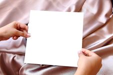 Women Hands Holding Blank White Paper Stock Photos