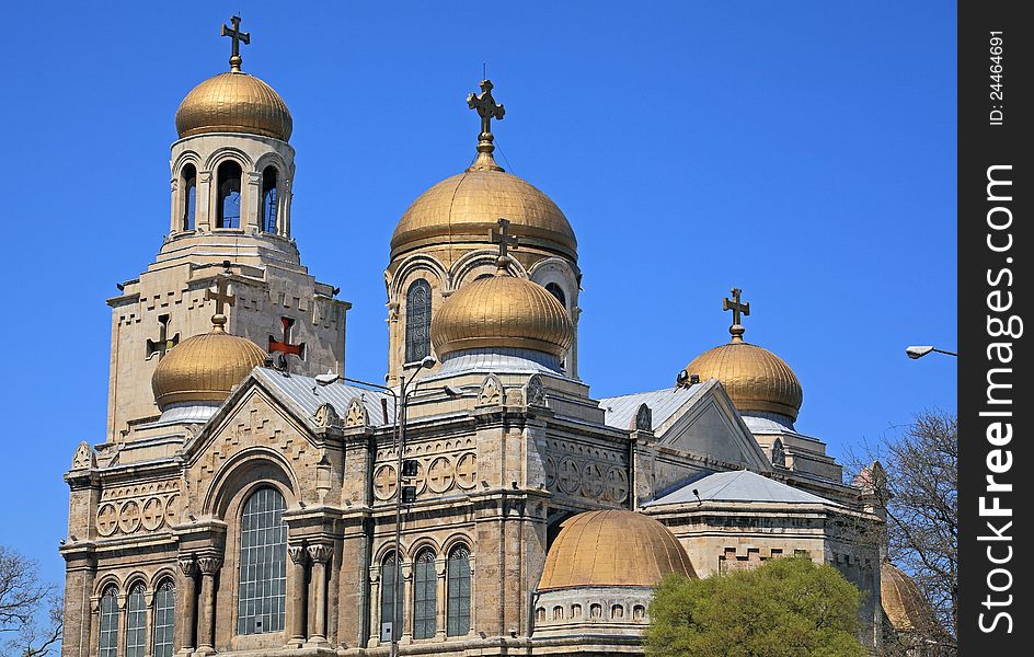 The golden domes of the Cathedral of Holy Assumption in Varna