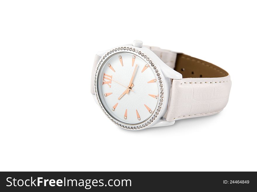 Women's watches with crystals isolated on a white background. Women's watches with crystals isolated on a white background.