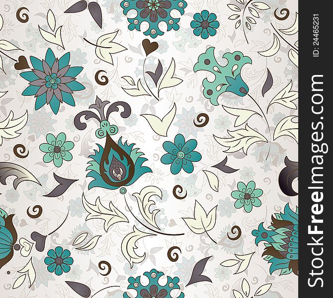 Seamless pattern of colored retro flowers. EPS 10 vector illustration. Seamless pattern of colored retro flowers. EPS 10 vector illustration