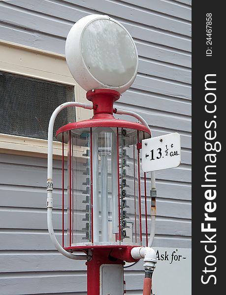 Old fashioned Red and white Gas Pump. Old fashioned Red and white Gas Pump