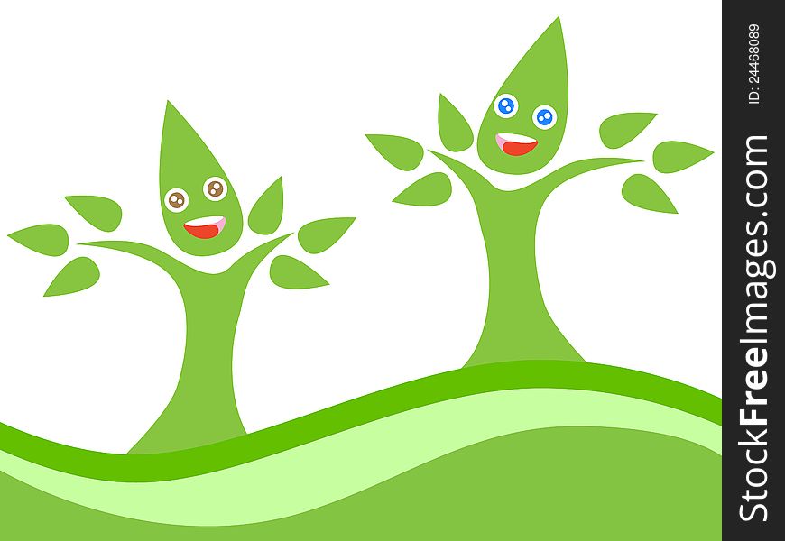 Illustration of Happy Couple Eco Tree