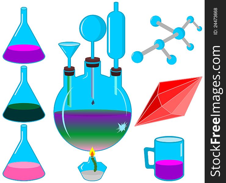 Chemical Set. Molecule Structure. Equipment.