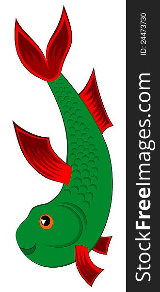 Icon green fish. EPS 8 vector.