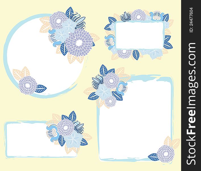 Vector set of frames with flowers for invitations or tags