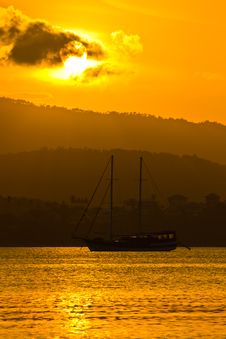 Sailboat In Sunset Royalty Free Stock Image Sailboat In Sunset Royalty Free Stock Image