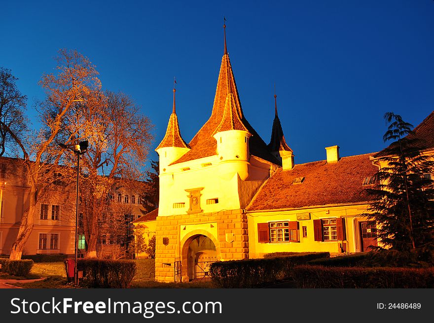 Historic building in the night, Brasov. Historic building in the night, Brasov