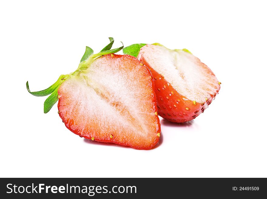 Sliced strawberrys in white background. Sliced strawberrys in white background.