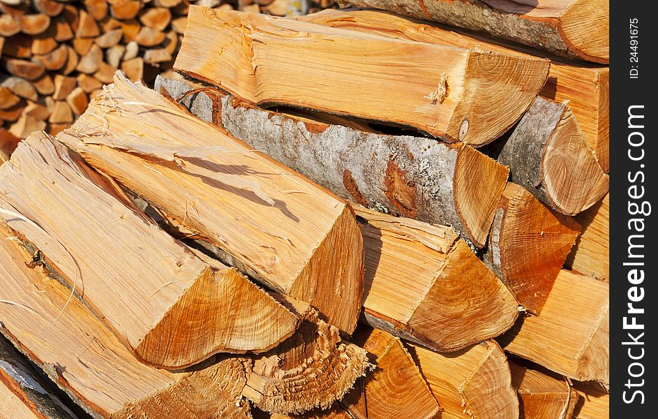 Firewood in a sunny day