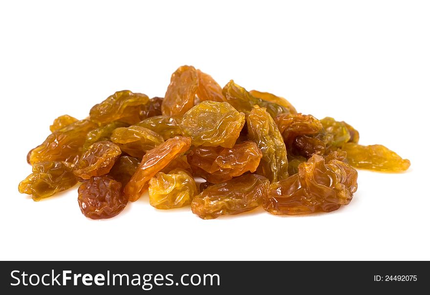 Raisins isolated on white background close-up. Raisins isolated on white background close-up