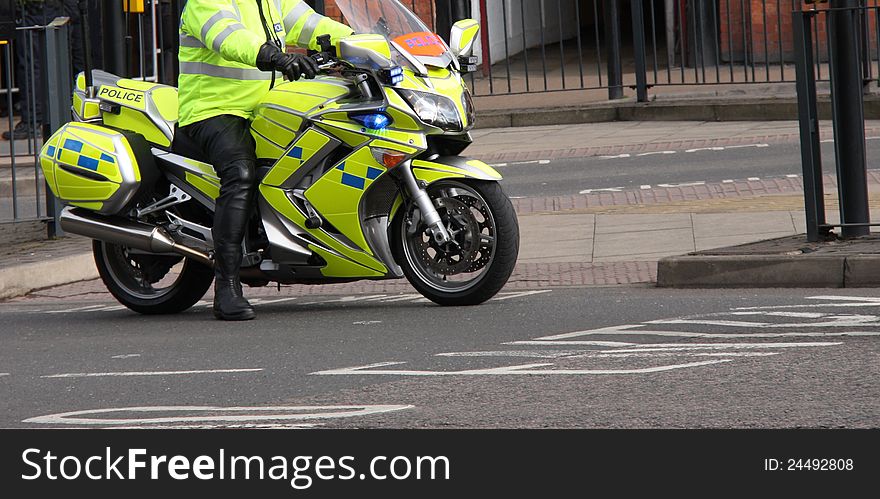 A Powerful and Modern Police Motorcycle on Patrol. A Powerful and Modern Police Motorcycle on Patrol.