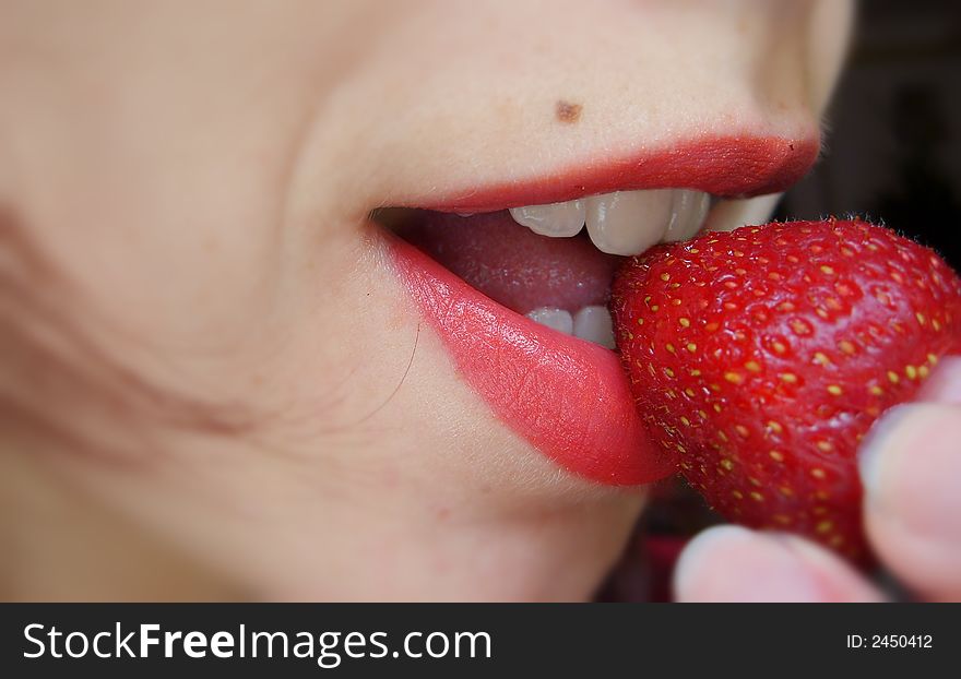 Sweet strawberries, sweet lips. yummy!